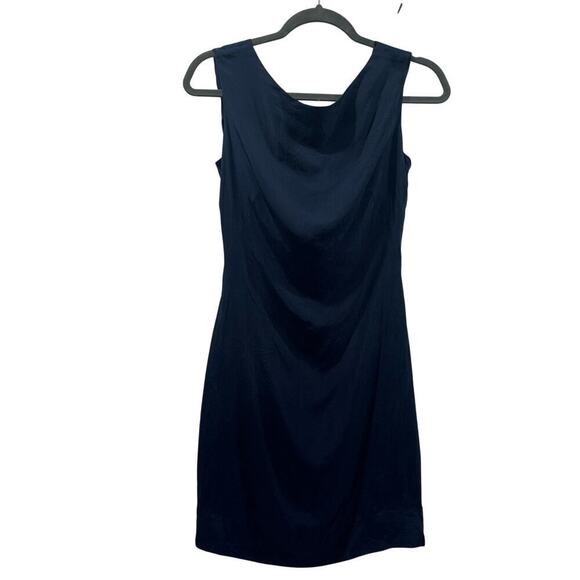 YaYa Aflalo 100% Silk Navy Dress w/ Black Lace Accent - Size PS - Picture 1 of 16